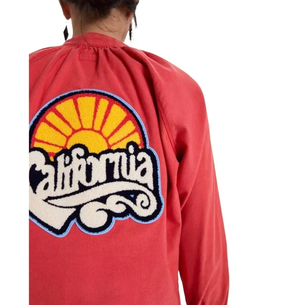 MOTHER 70s Graphic California Back Patch Cropped Zip Up Canvas Utility Jacket XS